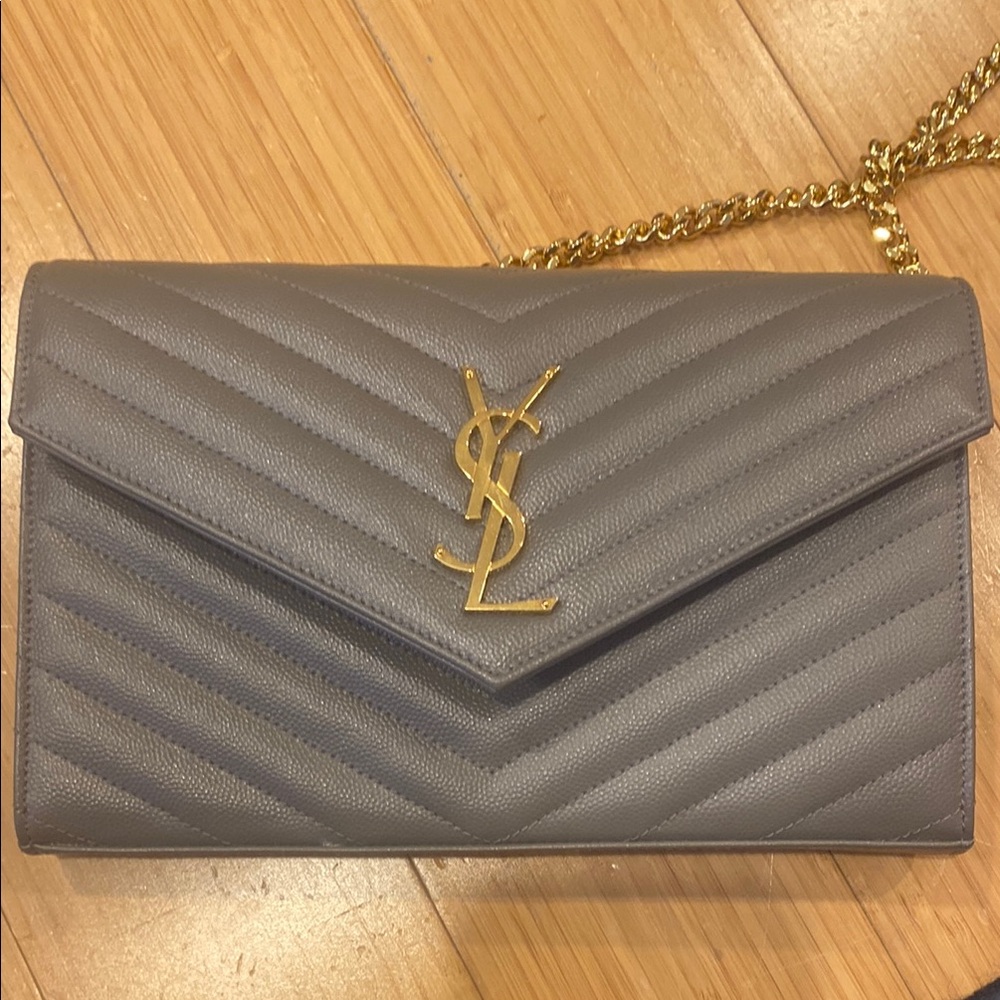 Yves Saint Laurent Gray Quilted Leather Chain Bag